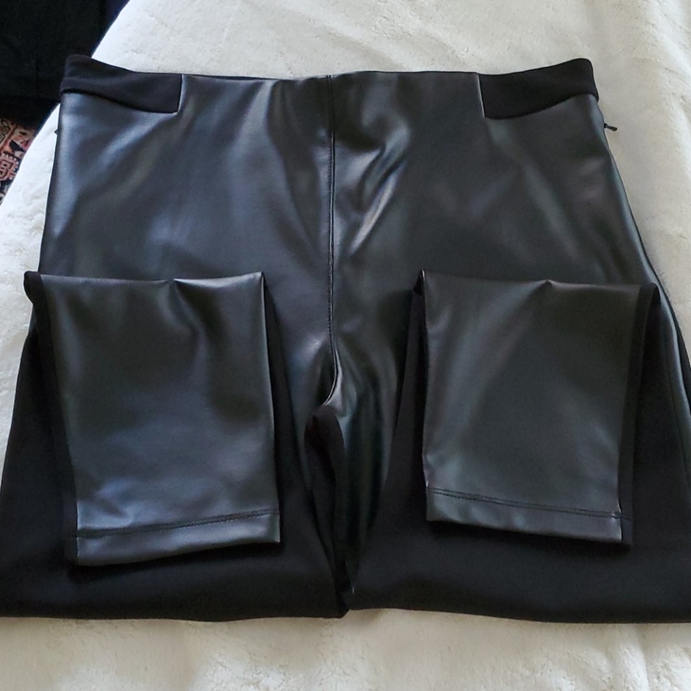 Betabrand black pleather pants XL